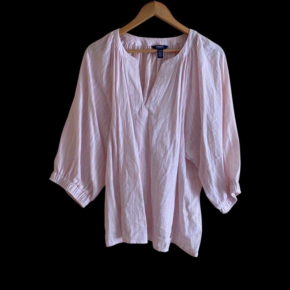 Chaps Pink and White Blouse, Size XL